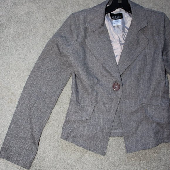 A-list by Wrapper Juniors Sz 3 Gray One Button Blazer Jacket Lined Office EUC - Picture 12 of 12